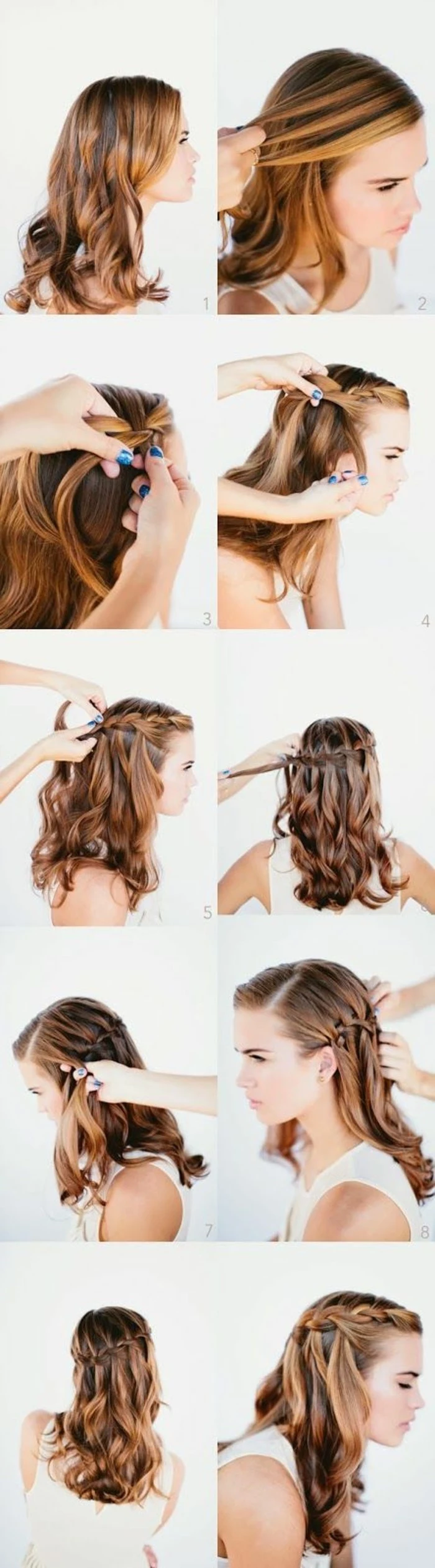 hairstyles for homecoming, brown hair, with highlights, half, up, half down, braid hairstyle, diy tutorial