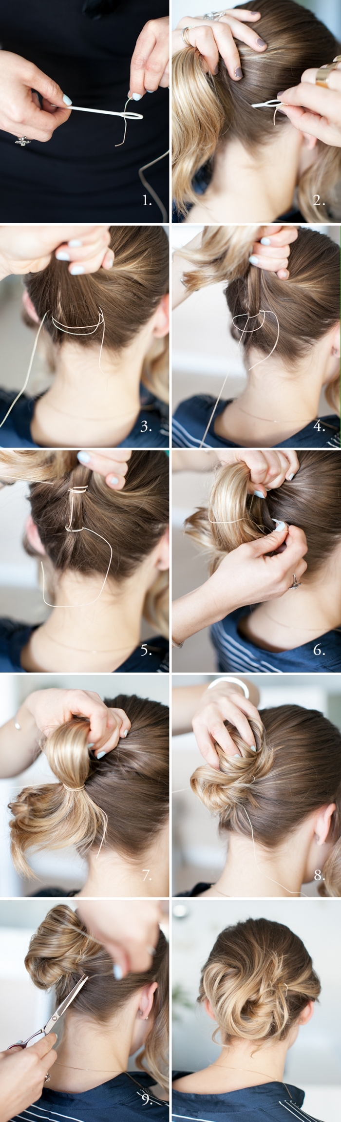 step by step, diy tutorial, intricate design, brown hair, with highlights, in a low updo, half up half down prom hair