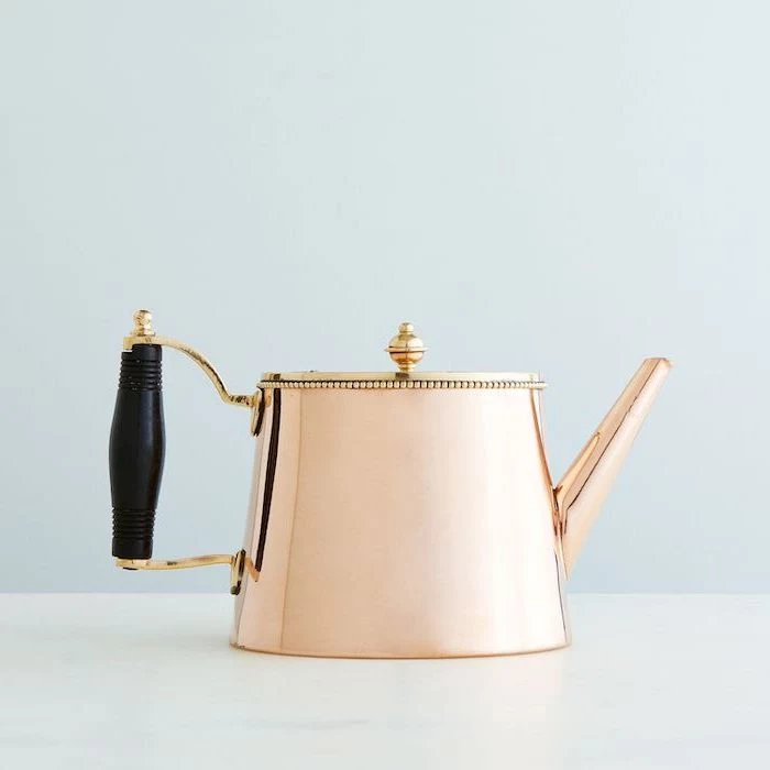vintage copper, tea pot, house warming present, white background