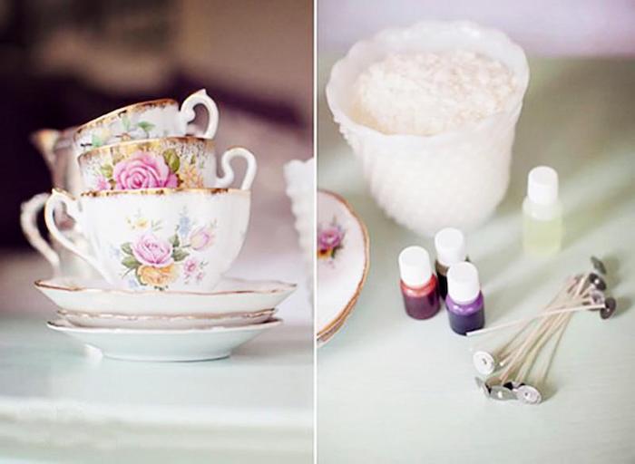 traditional housewarming gifts, vintage teacup candles, candle wax, diy tutorial, step by step