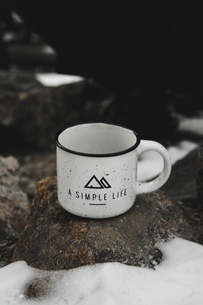 a simple life, coffee mug, on a rock with snow, iphone wallpaper tumblr