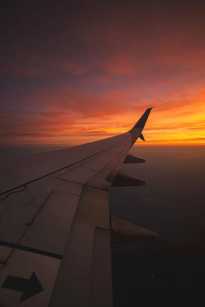 orange sunset, cute wallpapers for girls, airplane wing