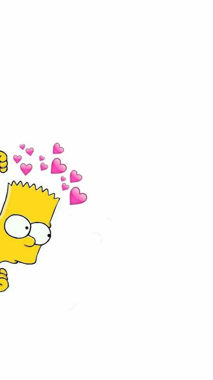 bart simpson, pink hearts, cute iphone wallpapers, white background