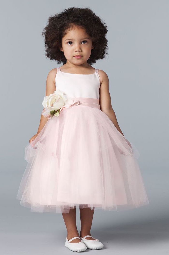 pink and white flower girl dresses