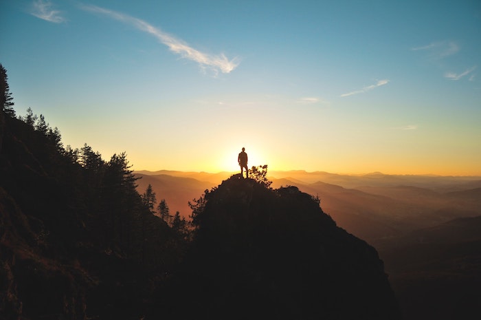 man standing on a rock, mountain landscape, love quotes tumblr, sun rising