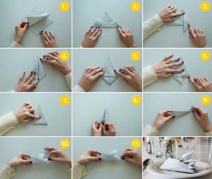 boat shaped napkin, easy napkin folding, step by step, diy tutorial