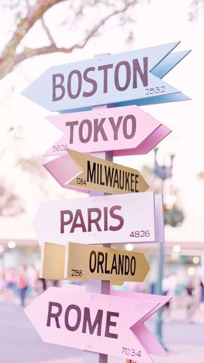 cute tumblr backgrounds, arrow signs, names of famous cities