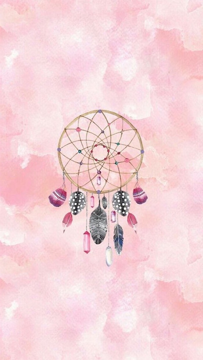 pink background, cute tumblr backgrounds, colourful dreamcatcher