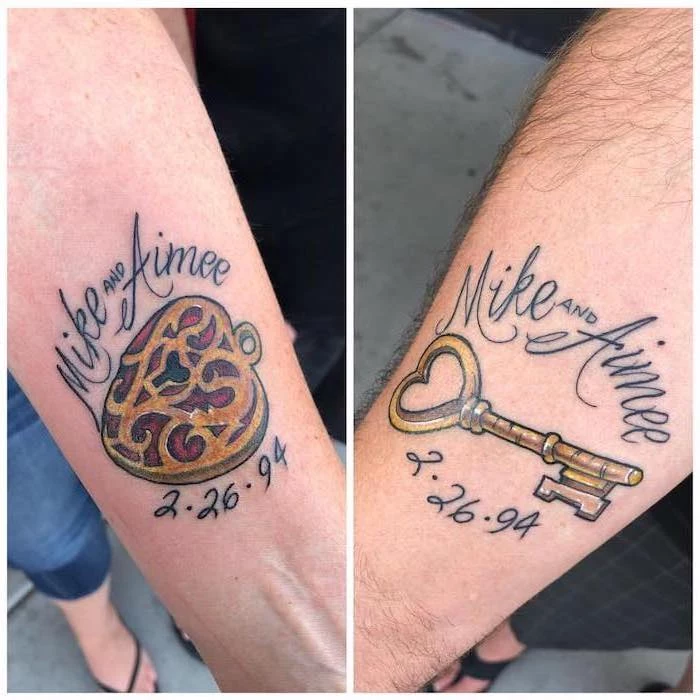 mike and aimee, lock and key, marriage tattoos