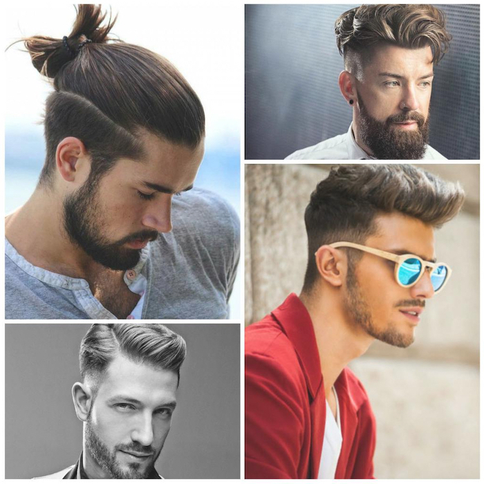 side by side photos, different hairstyles, brown hair, medium hairstyles for men