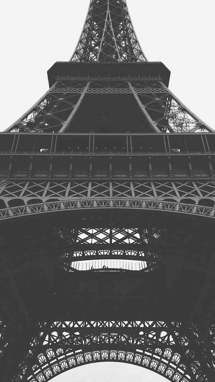 black and white photo, of the eiffel tower, in paris, girly backgrounds
