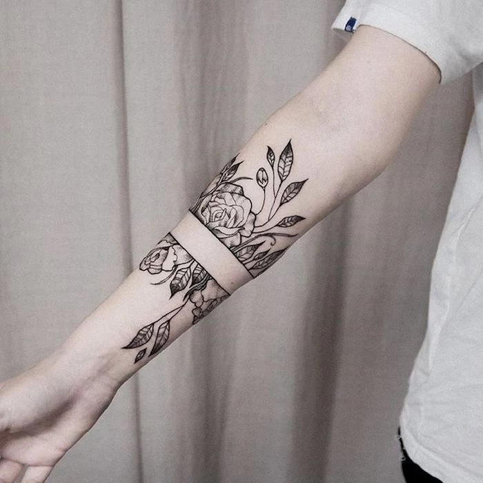 white background, flowers forearm tattoo, small meaningful tattoos