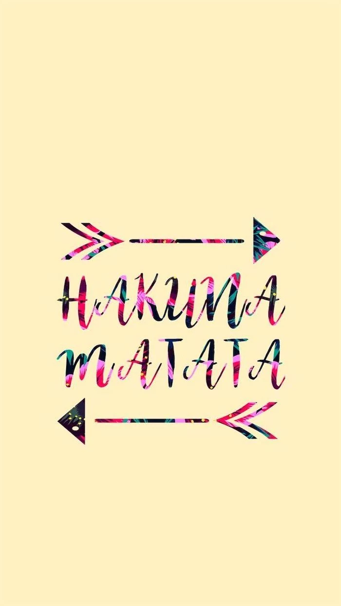 yellow background, floral hakuna matata, cute wallpapers, floral arrows