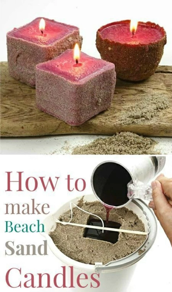 how to make a candle wick, how to make beach sand candles, step by step, diy tutorial