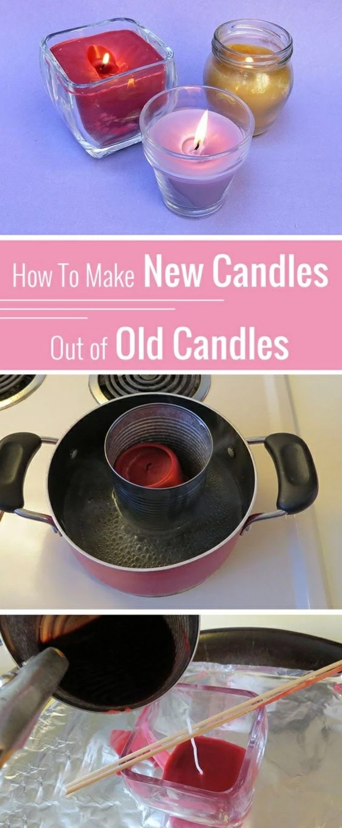 how to make new candles, out of old candles, diy tutorial, how to make your own candles, step by step