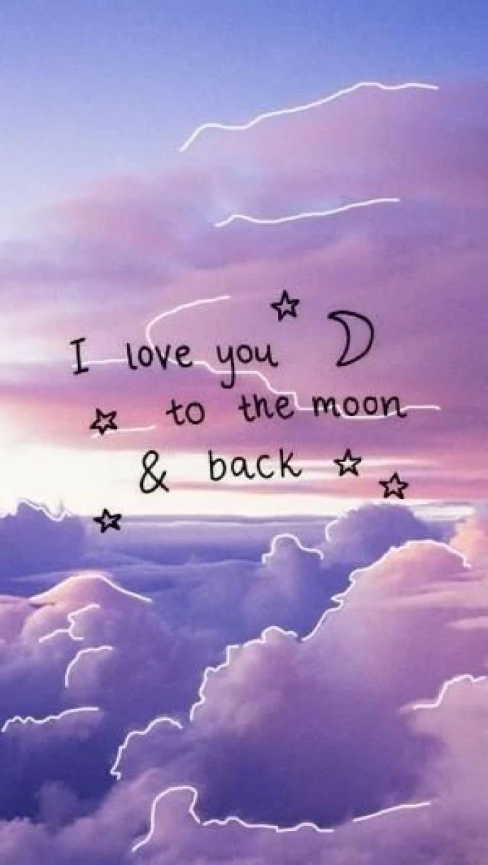 i love you to the moon and back, cute girly wallpapers, purple and pink sky