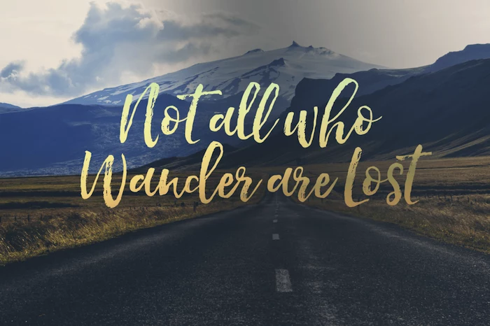 not all who wander are lost, over a mountain landscape, cute wallpapers for girls