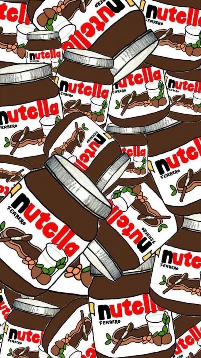 drawing of lots of jars, full of nutella, cute phone backgrounds