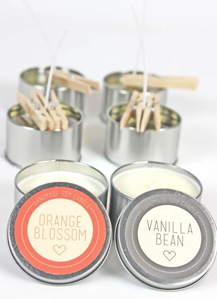 orange blossom, vanilla bean, how to make candle wax, tin boxes, filled with candle wax