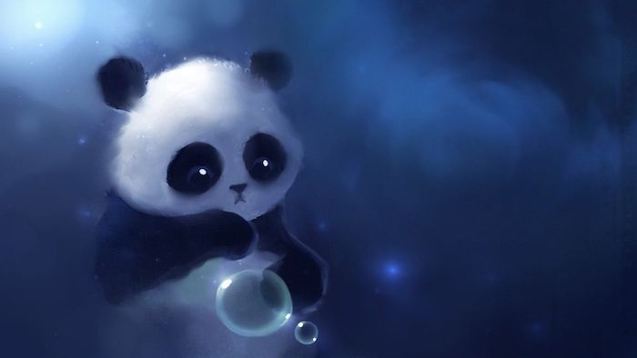 drawing of a panda, cool backgrounds tumblr, dark blue background