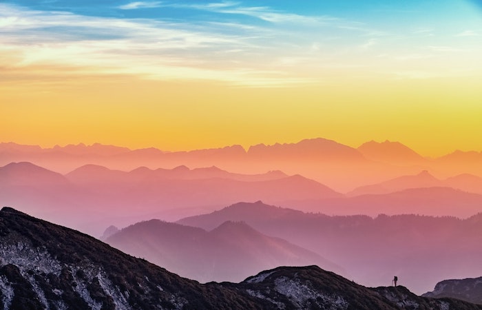 mountain landscape, pink background tumblr, colourful sky