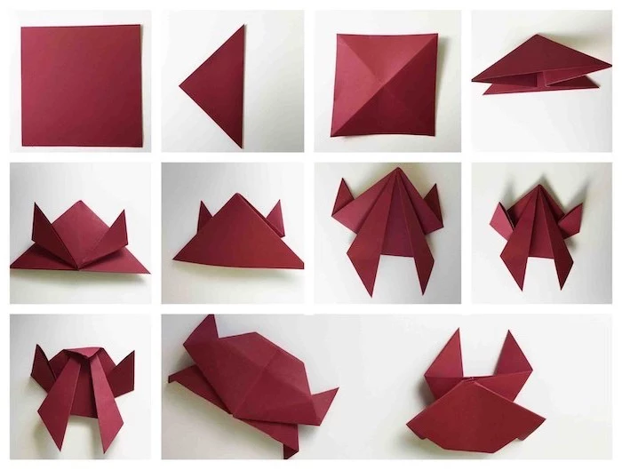 crab shaped, red napkin, step by step, diy tutorial, how to fold dinner napkins