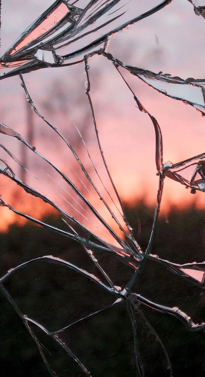shattered glass, orange sunset, summer iphone wallpaper, cute pictures for backgrounds