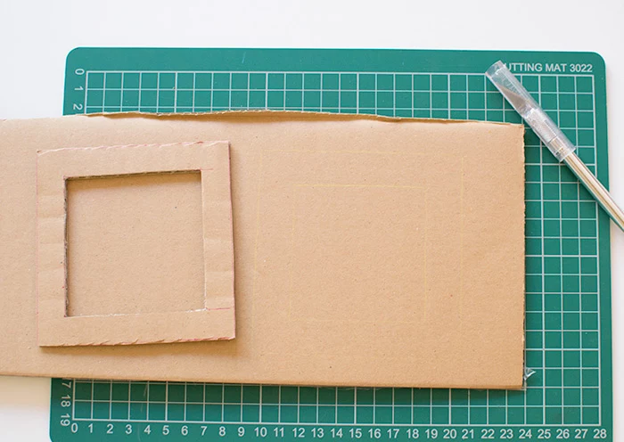 large ruler, photo frame, cut out of a carton, activities for 4 year olds, step by step, diy tutorial