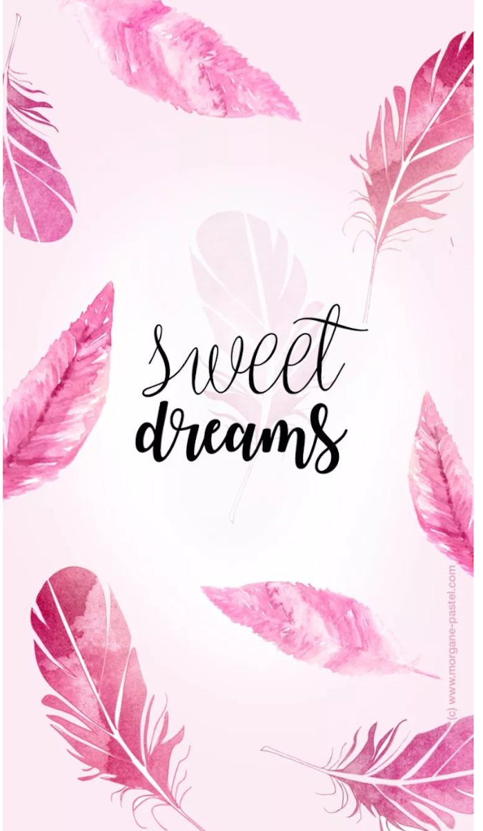 sweet dreams, aesthetic iphone wallpaper, pink feathers