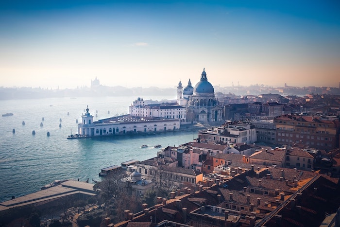 venice city landscape, girl wallpapers for iphone, blue sky, lots of buildings