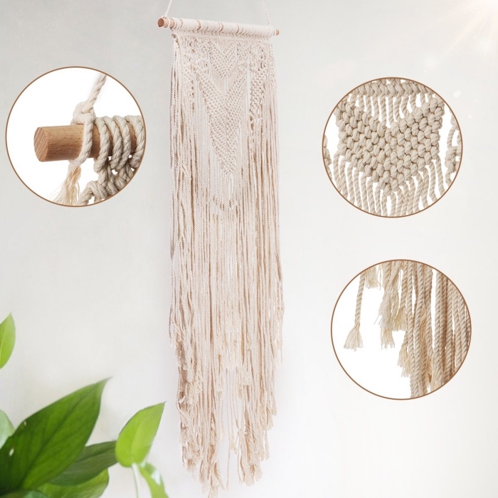 white wall, macrame patterns, step by step, diy tutorial