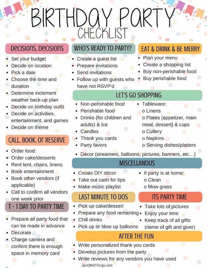 birthday party for teens, birthday party checklist, how to plan a birthday party, step by step