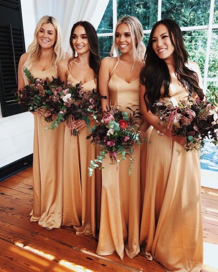 Turn heads with these stunning gold bridesmaid dresses