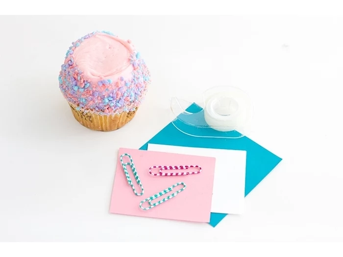 colourful sprinkled cupcake, paper clips, sweet 16 themes, step by step, diy tutorial