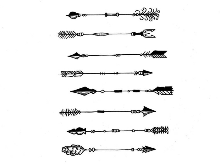 arrow tattoos, different styles, cute tattoos for girls, black and white drawing