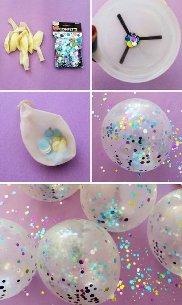 diy tutorial, step by step, confetti balloons, colourful confetti, white balloons, 16th birthday party ideas