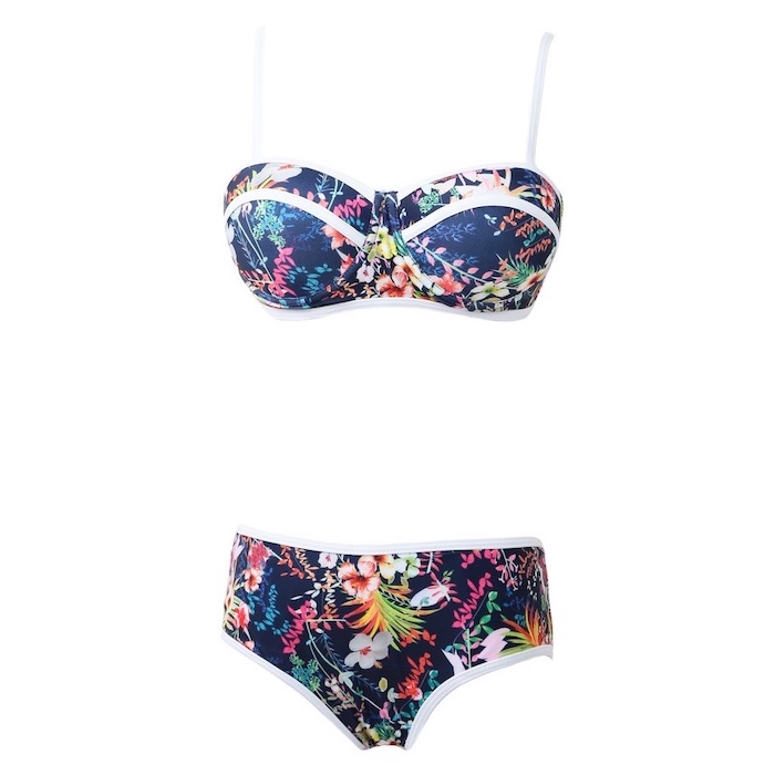 floral print, bathing suits for teen girls, two piece, white background