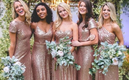 short gold bridesmaid dresses