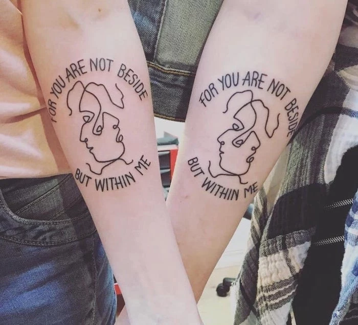 for you are not beside, but within me, mother and daughter tattoos, forearm tattoos