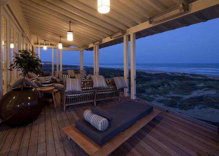 wooden garden furniture, grey black and white throw pillows, front porch designs, ocean view