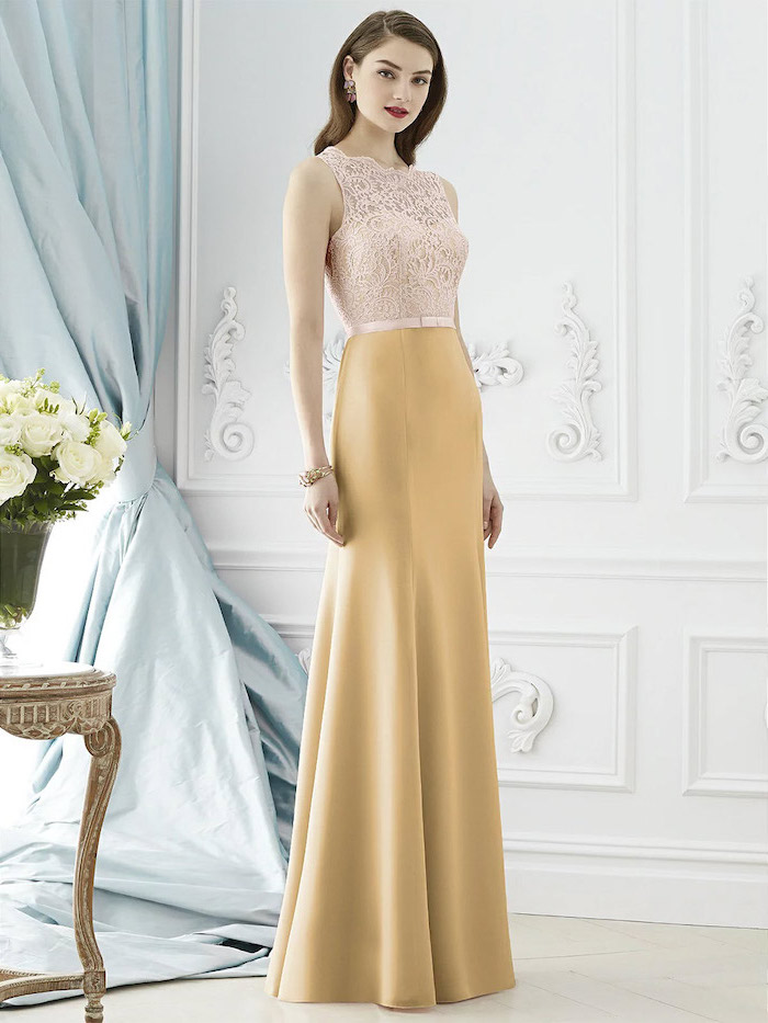 gold lace bridesmaid dresses