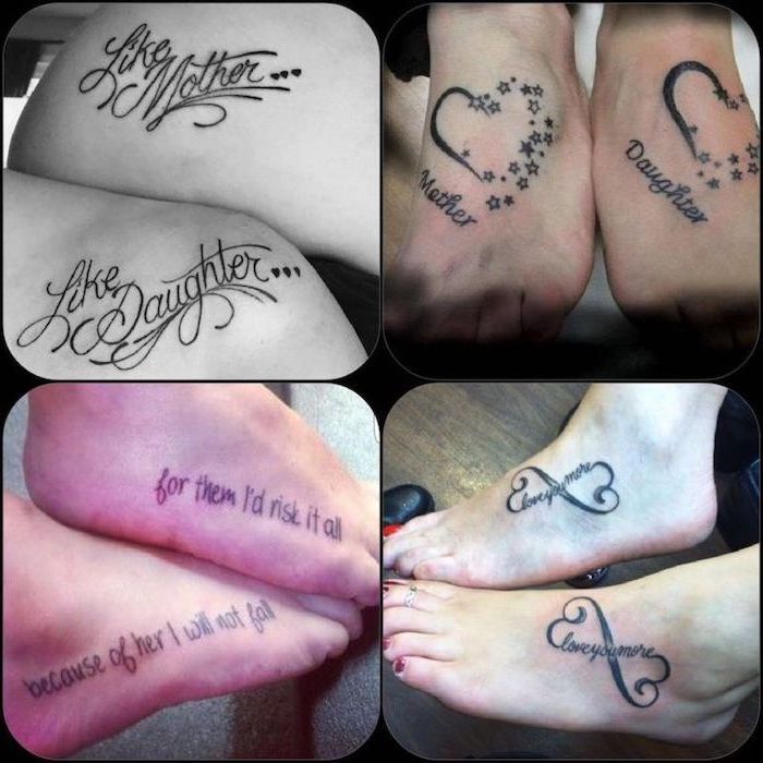 photo collage, side by side photos, mother daughter tattoos on wrist