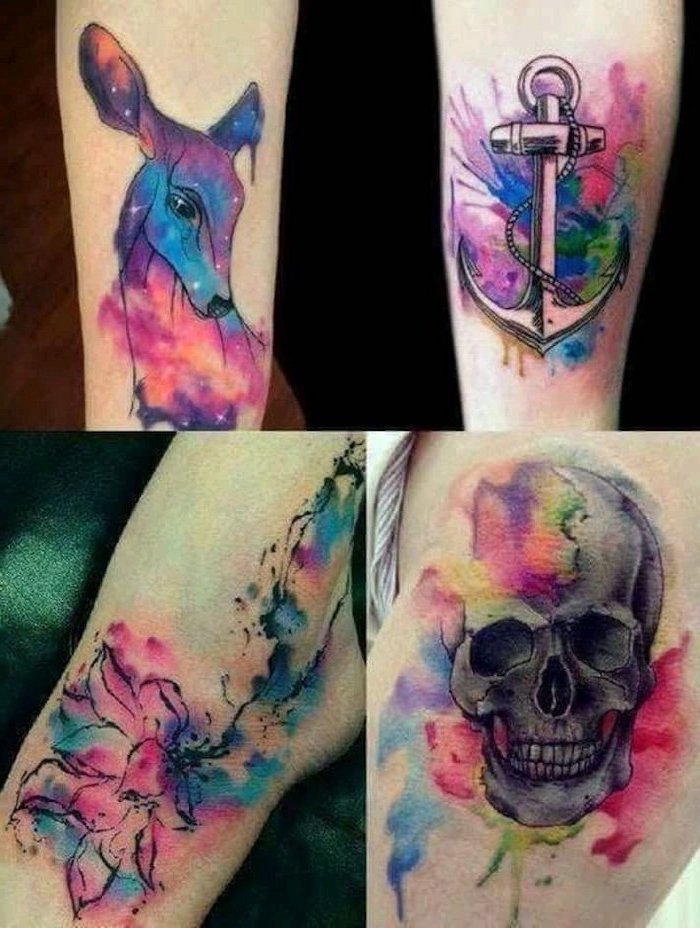 side by side photos, photo collage, watercolor tattoo fade