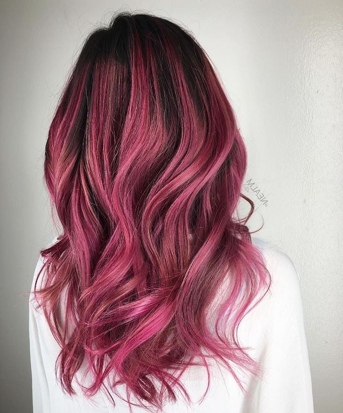 curly pink ombre hair