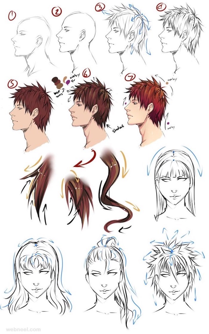 How To Draw Anime Girl Hair Step By Step For Beginners