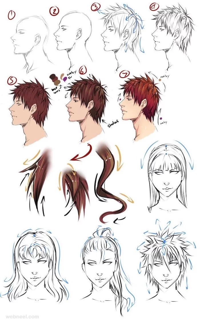 Step 6 How to Draw Anime / Manga Hair Sytles with Drawing Tutorials - How  to Draw Step by Step Drawing Tutorials