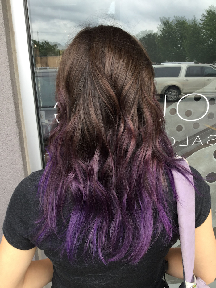 brown to purple hair ombre