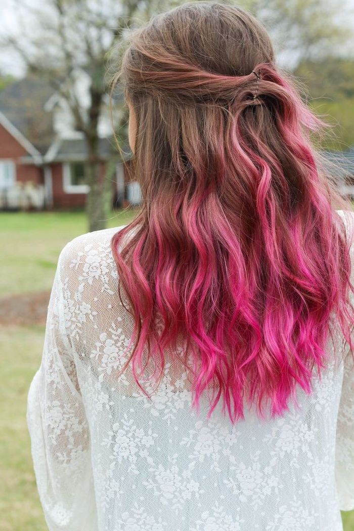 curly pink ombre hair