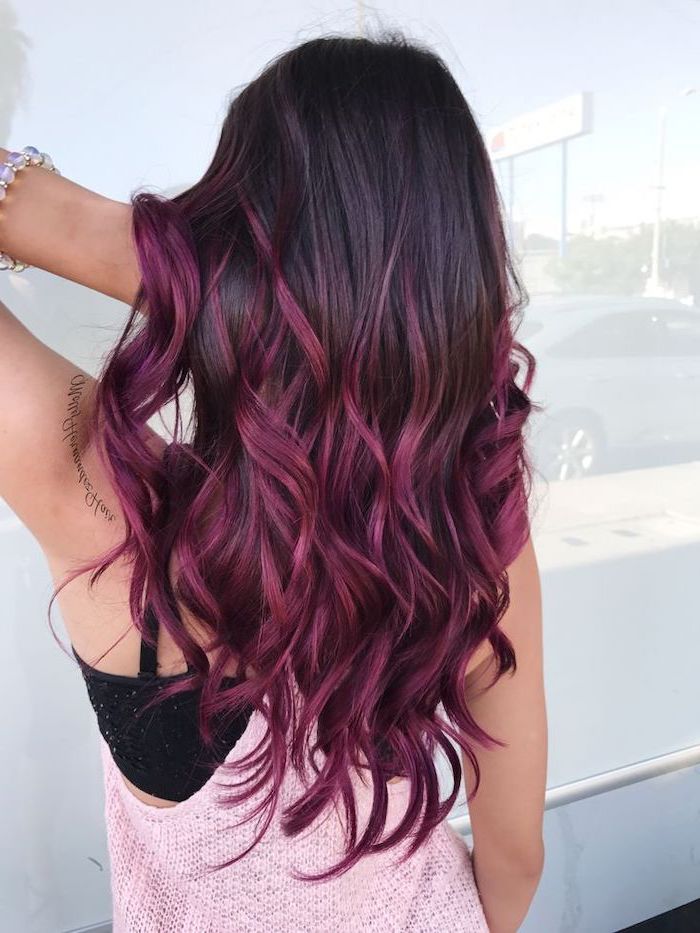 ombre hair black to pink