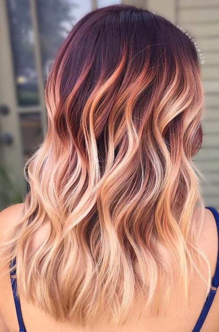 ombre hair brown to blonde medium length